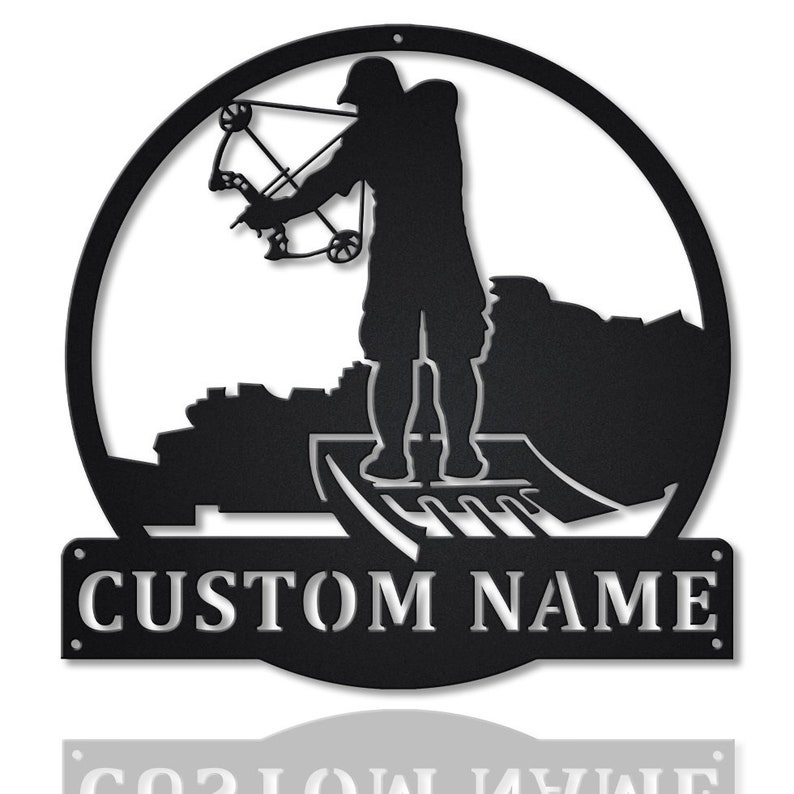 Personalized Bowfishing Monogram Metal Sign Wall Art For Home Decoration 8x8 12x12 14x14 18x18 24x24 Inches