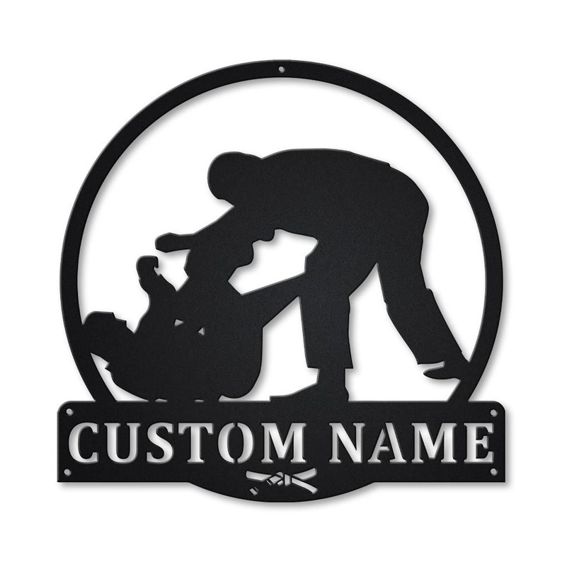 Personalized Brazilian Jiu Jitsu Monogram Metal Sign Wall Art For Home Decoration 8x8 12x12 14x14 18x18 24x24 Inches