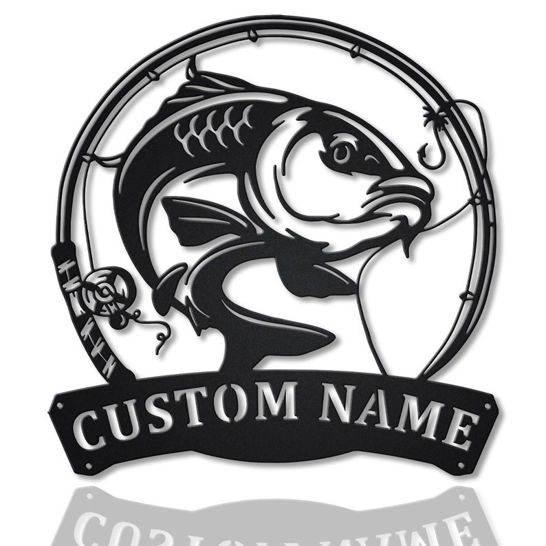 Personalized Carp Fishing Fish Pole Metal Sign Wall Art For Home Decoration 8x8 12x12 14x14 18x18 24x24 Inches