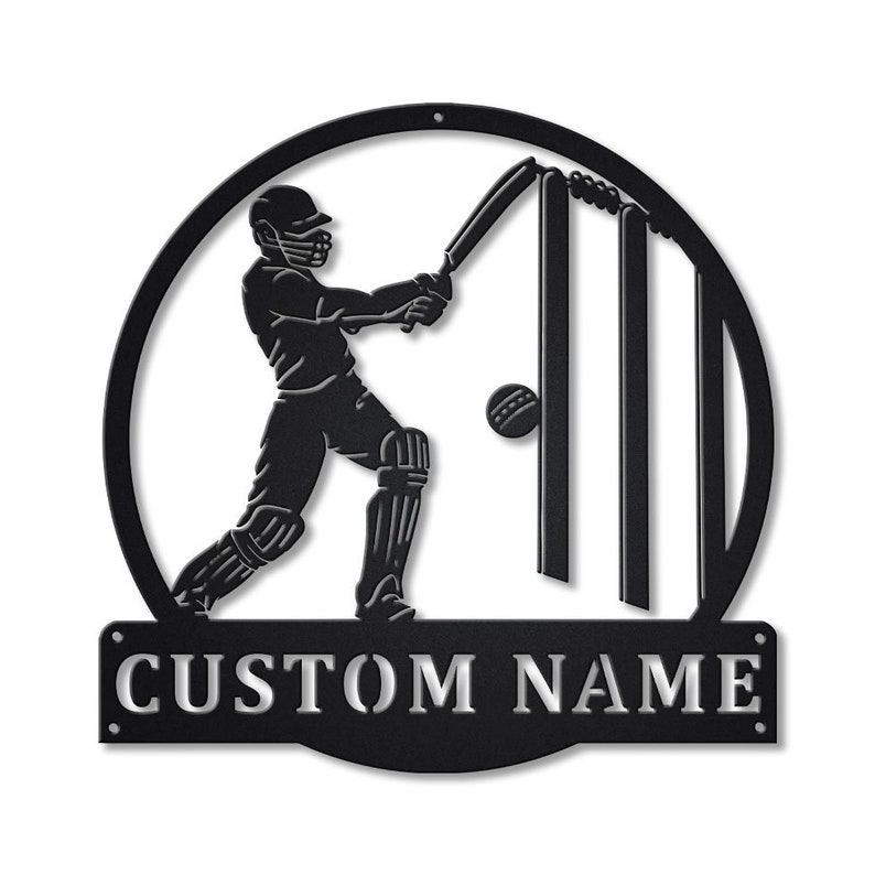 Personalized Cricket Monogram Metal Sign Wall Art For Home Decoration 8x8 12x12 14x14 18x18 24x24 Inches