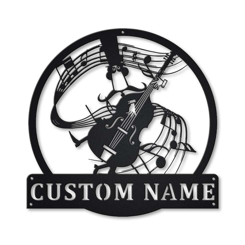 Personalized Double Bass Monogram Metal Sign Wall Art For Home Decoration 8x8 12x12 14x14 18x18 24x24 Inches
