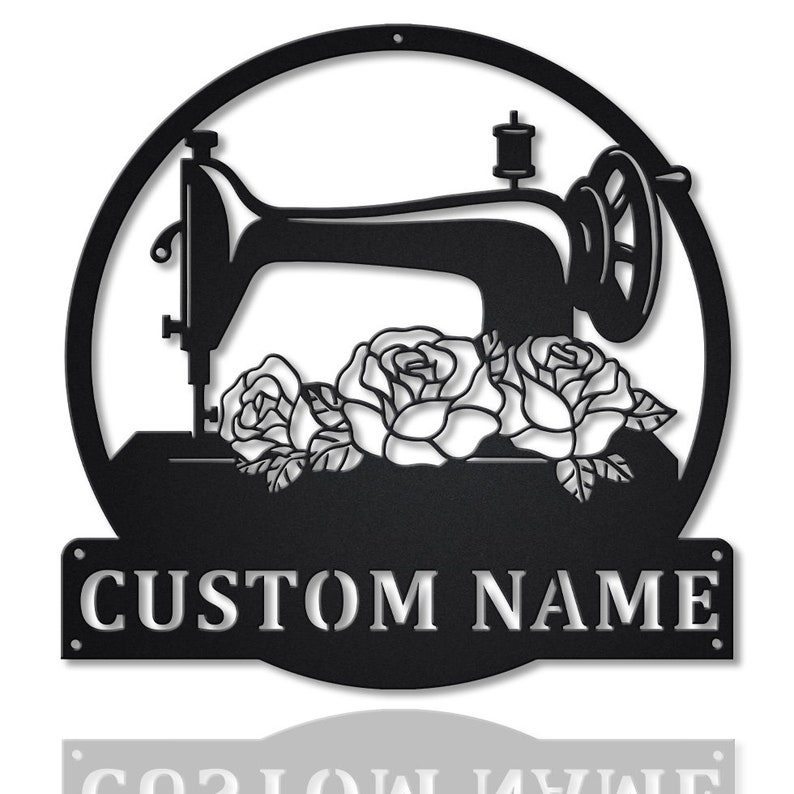 Personalized Floral Sewing Machine Monogram Metal Sign Wall Art For Home Decoration 8x8 12x12 14x14 18x18 24x24 Inches