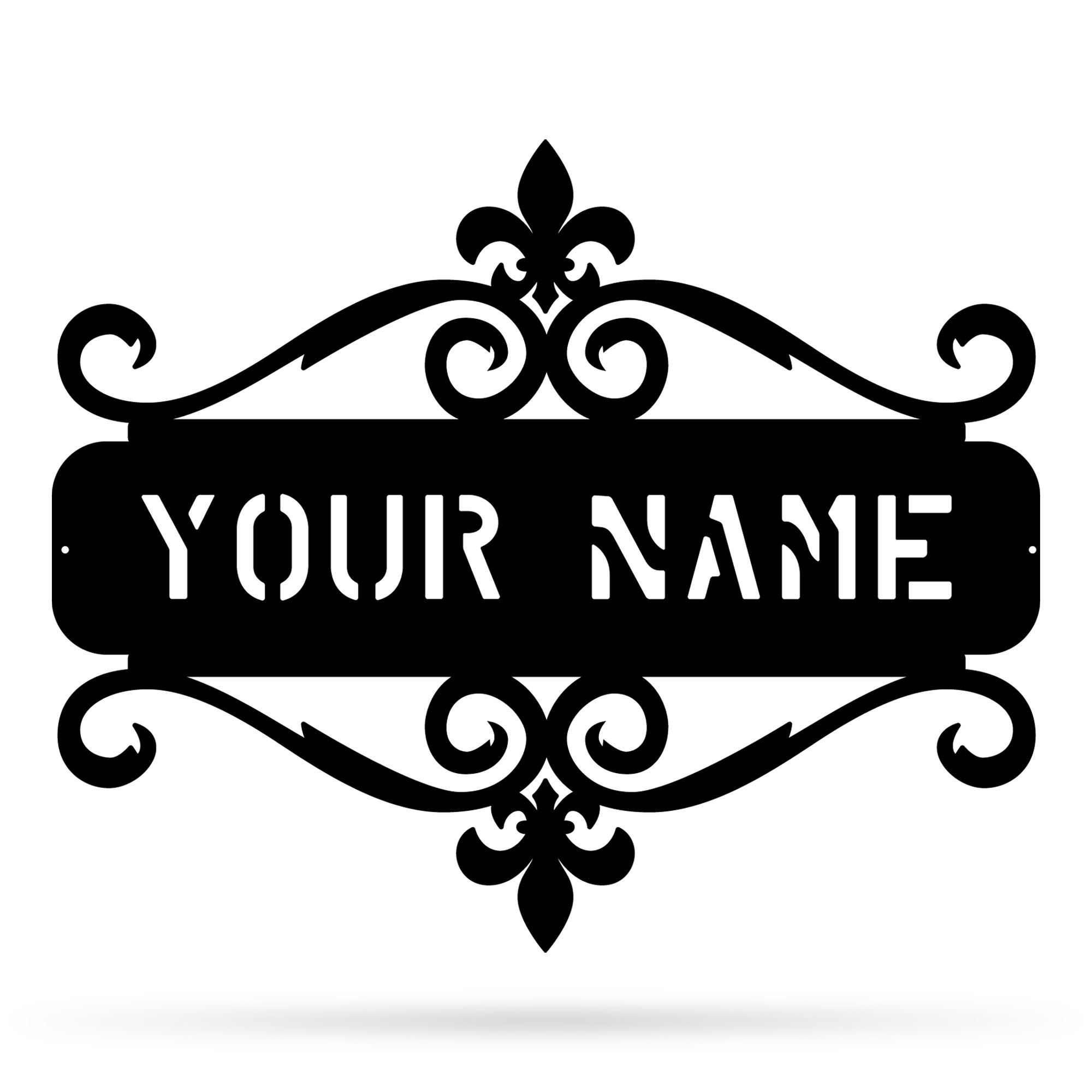 Personalized French Monogram Metal Sign Custom Name Wall Art For Home Decoration 8×8 10×10 12×12 14×14 18×18 24×24 Inches