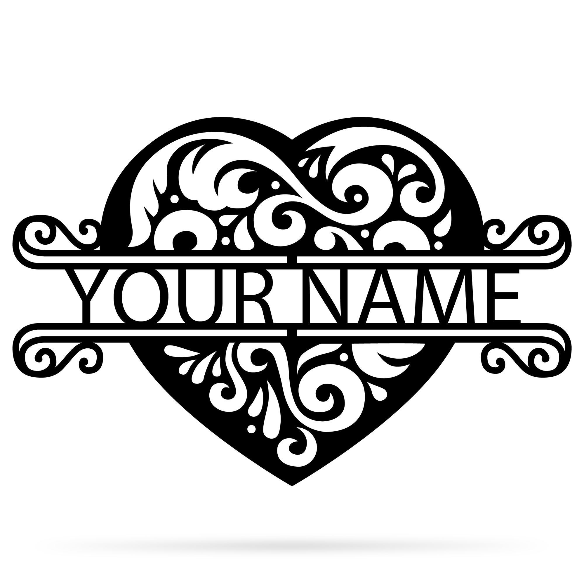 Personalized Hearts Monogram Metal Sign Custom Name Wall Art For Home Decoration 8×8 10×10 12×12 14×14 18×18 24×24 Inches