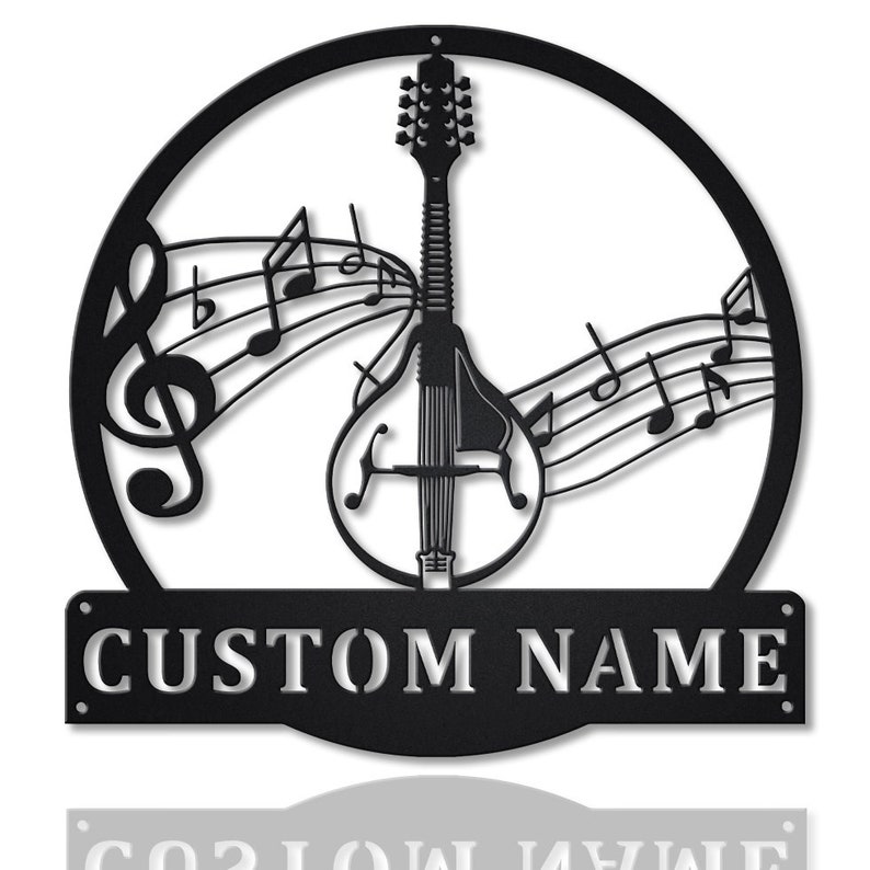 Personalized Mandolin Monogram Metal Sign Wall Art For Home Decoration 8x8 12x12 14x14 18x18 24x24 Inches