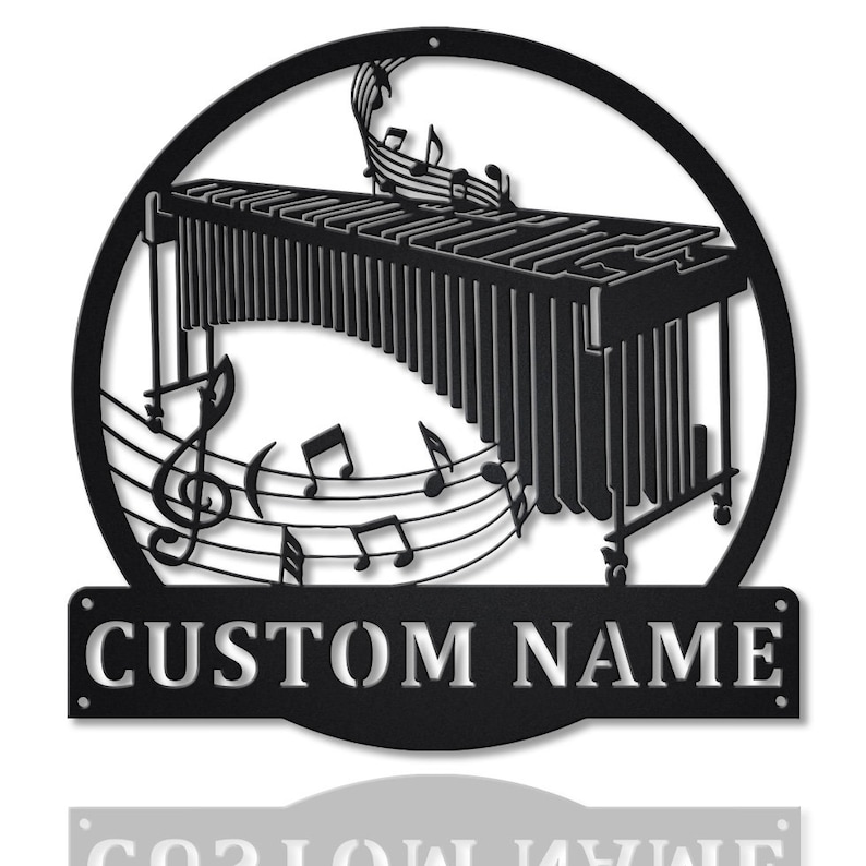 Personalized Marimba Monogram Metal Sign Wall Art For Home Decoration 8x8 12x12 14x14 18x18 24x24 Inches