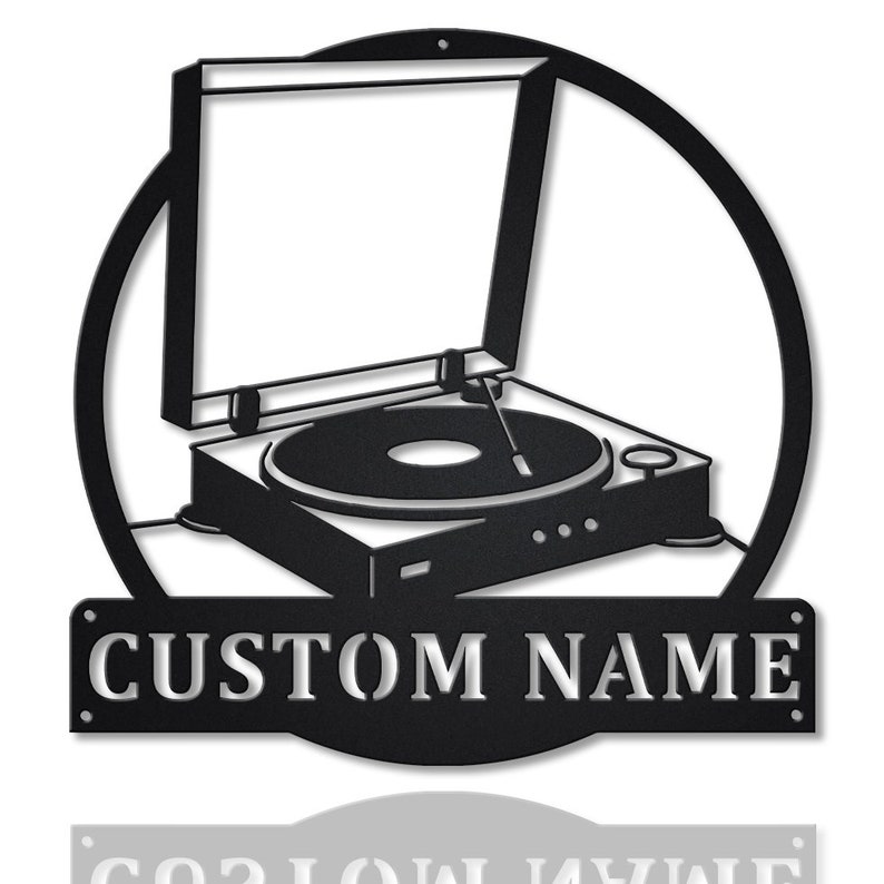 Personalized Music Turntable Record Monogram Metal Sign Wall Art For Home Decoration 8x8 12x12 14x14 18x18 24x24 Inches