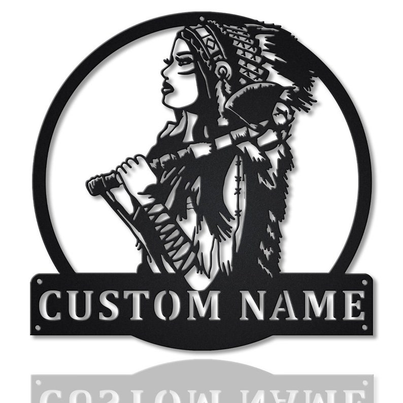 Personalized Native American Warrior Girl Metal Sign Wall Art For Home Decoration 8x8 12x12 14x14 18x18 24x24 Inches