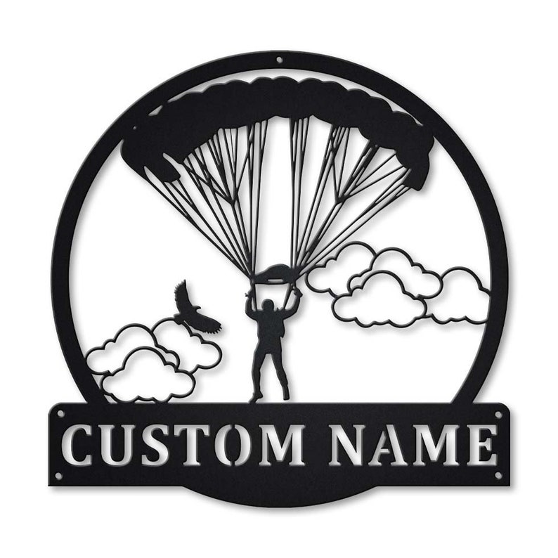 Personalized Parachuting Skydiving Metal Sign Wall Art For Home Decoration 8x8 12x12 14x14 18x18 24x24 Inches