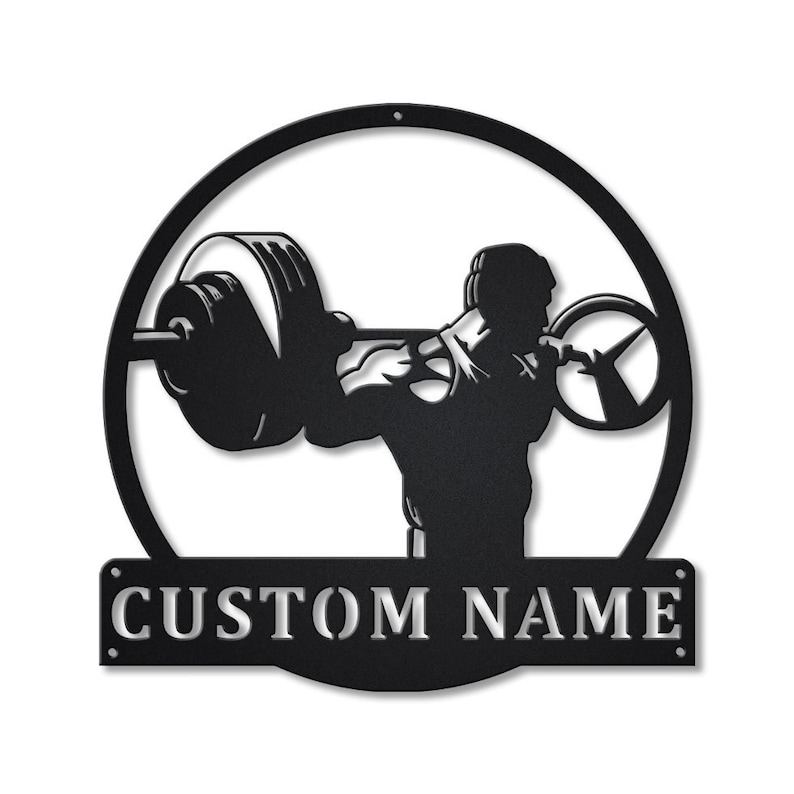 Personalized Powerlifting Sport Monogram Metal Sign Wall Art For Home Decoration 8x8 12x12 14x14 18x18 24x24 Inches