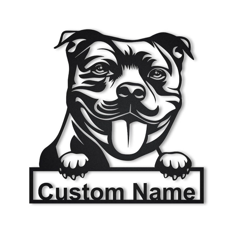 Personalized Staffordshire Bull Terrier Metal Sign Wall Art For Home Decoration 8x8 12x12 14x14 18x18 24x24 Inches