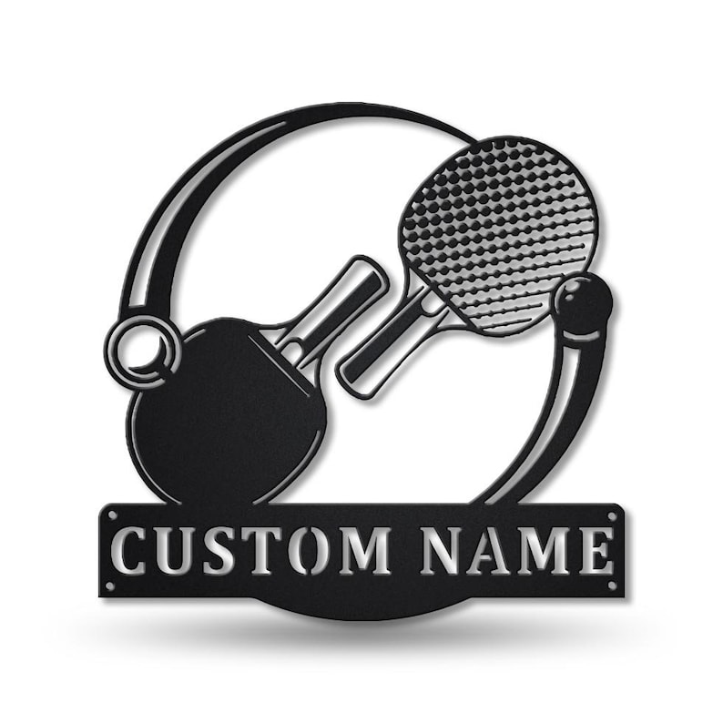 Personalized Table Tennis Sport Monogram Metal Sign Wall Art For Home Decoration 8x8 12x12 14x14 18x18 24x24 Inches