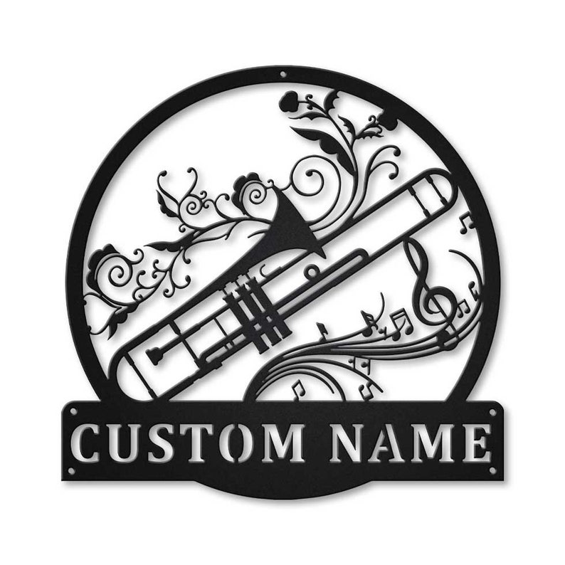 Personalized Trombone Monogram Metal Sign Wall Art For Home Decoration 8x8 12x12 14x14 18x18 24x24 Inches