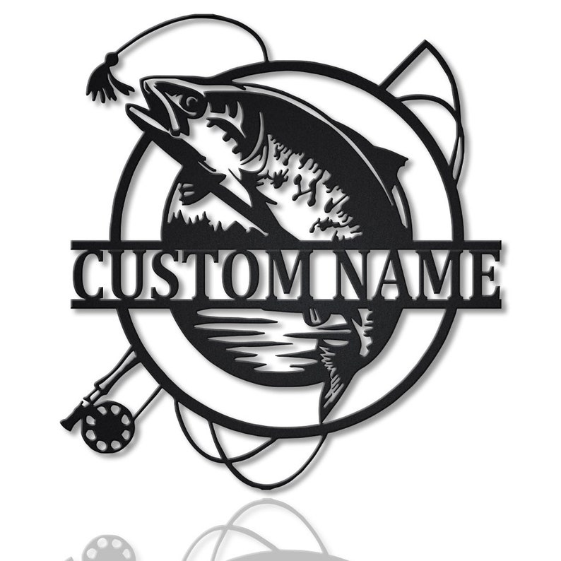Personalized Trout Fishing Fish Pole Metal Sign Wall Art For Home Decoration 8x8 12x12 14x14 18x18 24x24 Inches