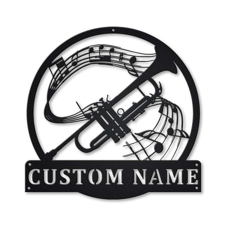 Personalized Trumpet Monogram Metal Sign Wall Art For Home Decoration 8x8 12x12 14x14 18x18 24x24 Inches