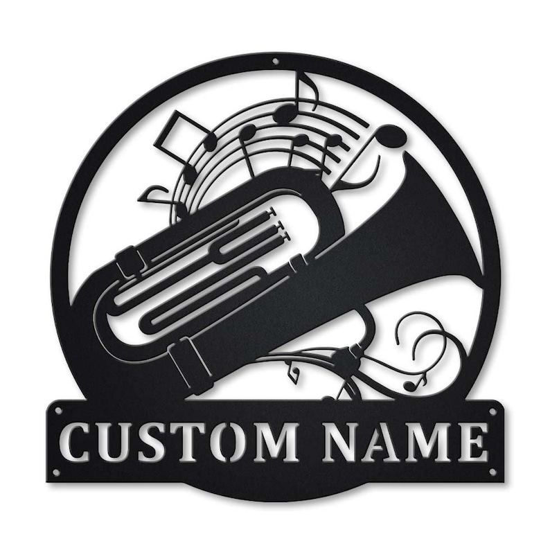 Personalized Tuba Music Monogram Metal Sign Wall Art For Home Decoration 8x8 12x12 14x14 18x18 24x24 Inches