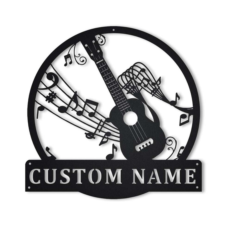 Personalized Ukulele Music Monogram Metal Sign Wall Art For Home Decoration 8x8 12x12 14x14 18x18 24x24 Inches