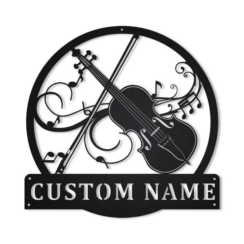 Personalized Violin Monogram Metal Sign Wall Art For Home Decoration 8x8 12x12 14x14 18x18 24x24 Inches
