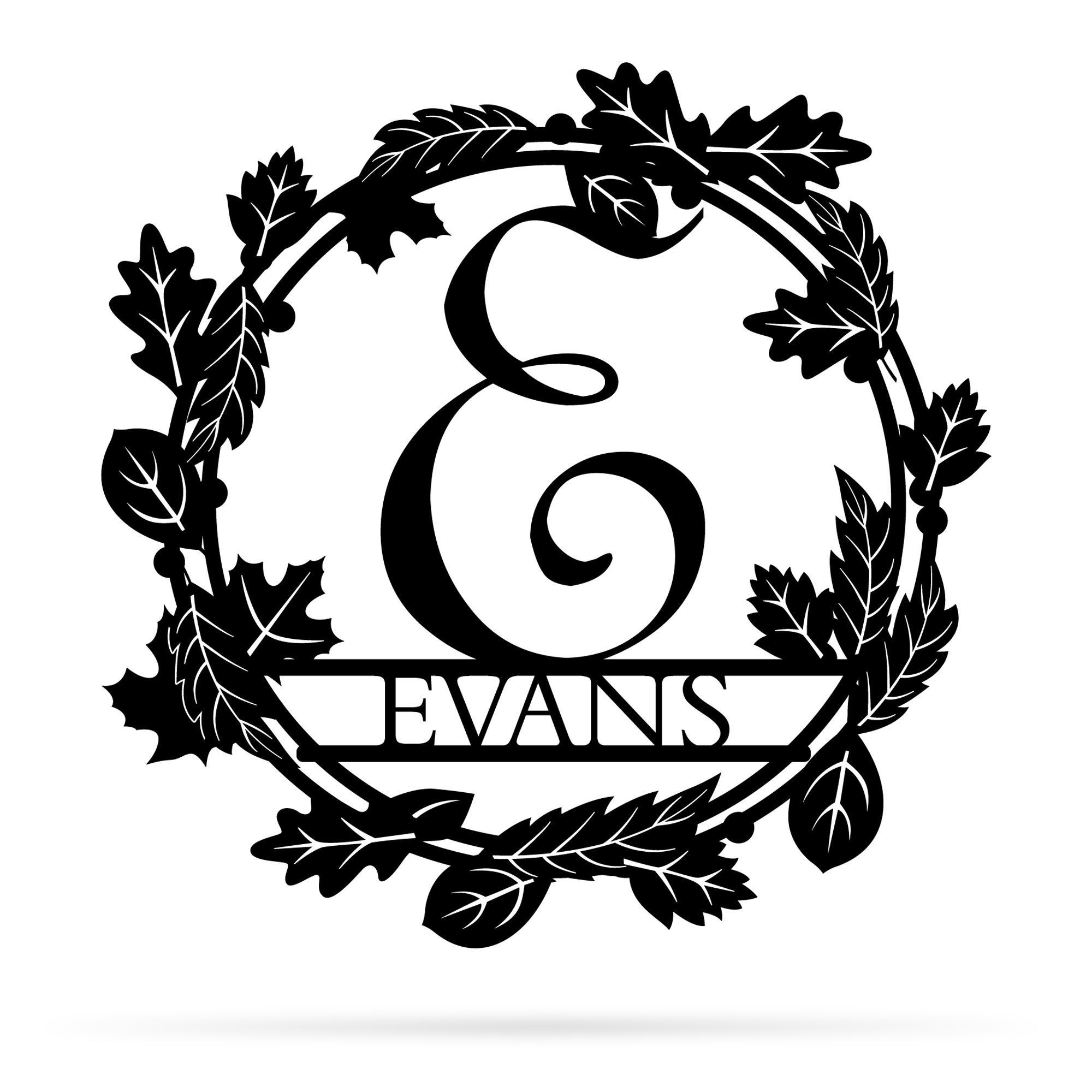 Personalized Wreath Metal Sign Custom Name Wall Art For Home Decoration 8×8 10×10 12×12 14×14 18×18 24×24 Inches