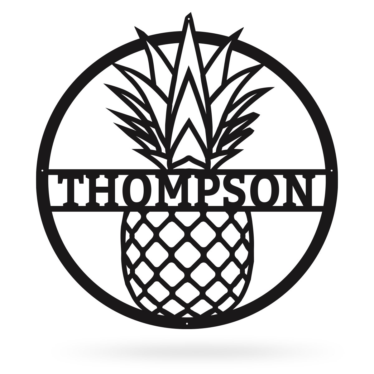 Pineapple Monogram Metal Sign Wall Art For Home Decoration 8x8 10x10 12x12 14x14 18x18 24x24 Inches