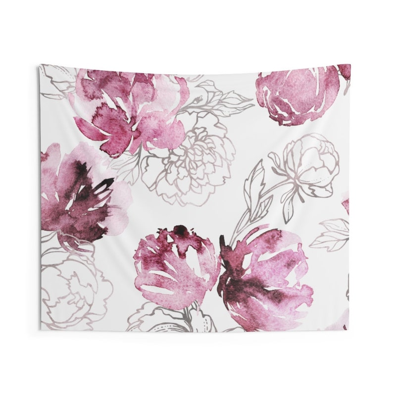Pink Peonies Botanical Tapestry Wall Hanging Home Decoration 59x51 79x67 93x79 Inches