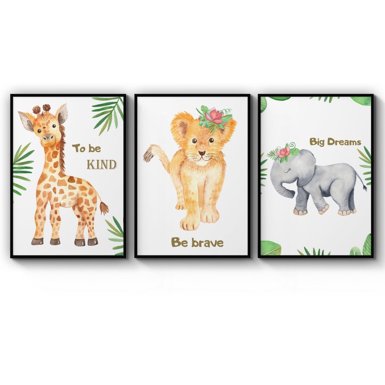Poster Set Of Baby Nursery Safari Quote Animals Kids Bedroom African Childrens Kids Poster Prints Wall Art Gift For Home Decoration 12x18 16x24 20x30 24x36 Inches