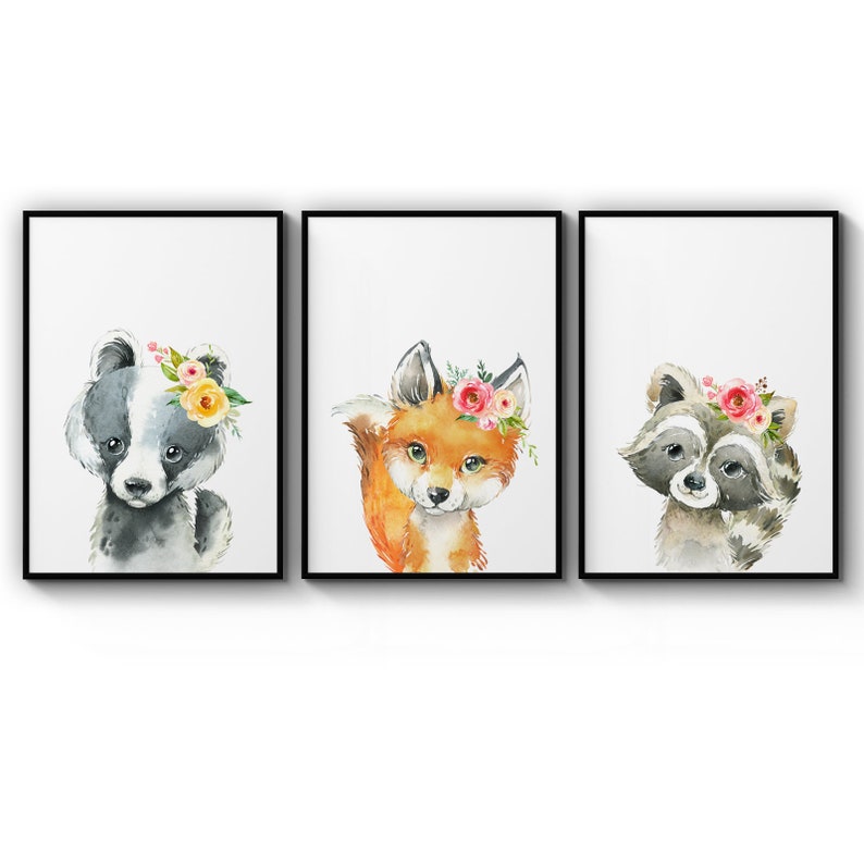 Poster Set Of Baby Nursery Woodland Animals Kids Bedroom Childrens Wood Poster Prints Wall Art Gift For Home Decoration 12x18 16x24 20x30 24x36 Inches