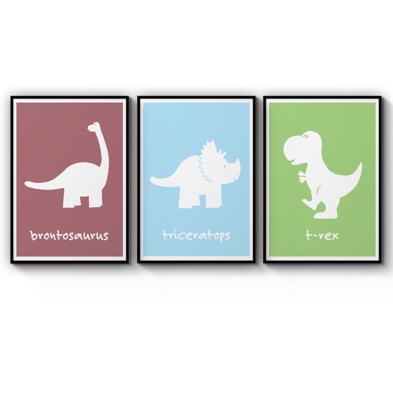 Poster Set Of Cute Dinosaur Painting Baby Nursery Boys Bedroom Toddler Wall Poster Prints Wall Art Gift For Home Decoration 12x18 16x24 20x30 24x36 Inches