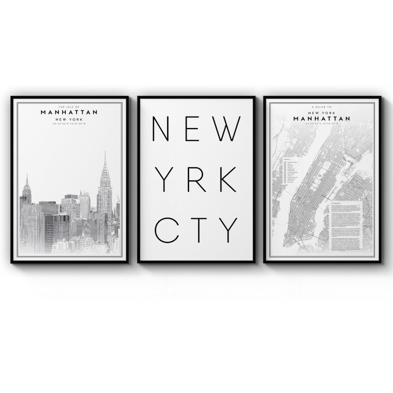Poster Set Of New York City Minimal Black And White Empire State Building Elegant Poster Prints Wall Art Gift For Home Decoration 12x18 16x24 20x30 24x36 Inches