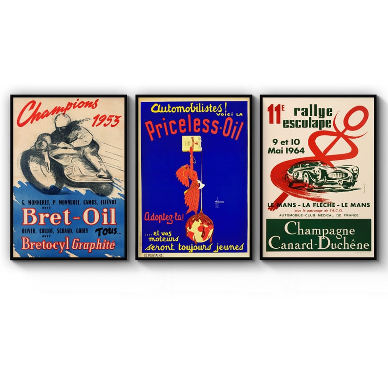 Poster Set Of Vintage French Motorsport Classic Man Cave Old Car Mot France Poster Prints Wall Art Gift For Home Decoration 12x18 16x24 20x30 24x36 Inches