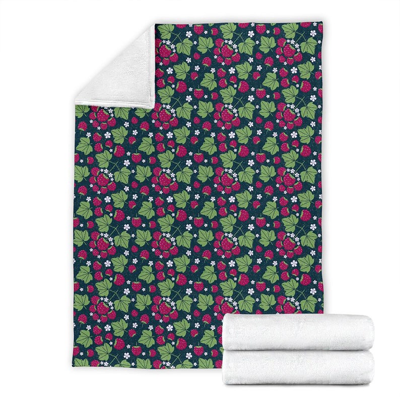Raspberry Pattern Fleece Blanket Quilt Bedding Print For Women Men Kids Gifts