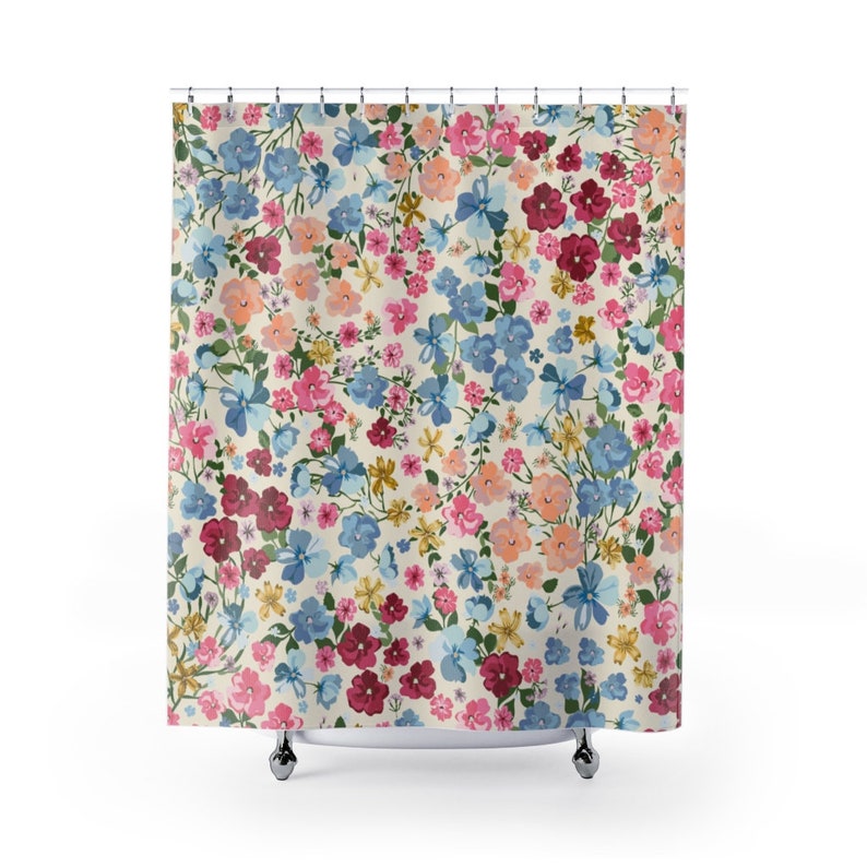 Retro Flowers Shower Curtain 70S 60S Retro Bathroom Decor Home Decoration 35x71 47x71 59x71 65x71 71x71 71x79 Inches