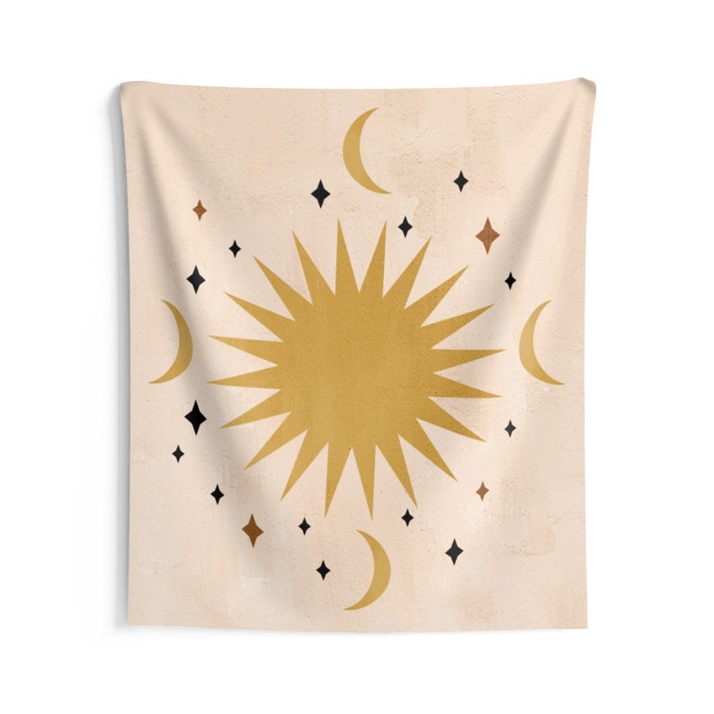 Sun Moon Beige Tapestry Wall Hanging Home Decoration 59x51 79x67 93x79 Inches