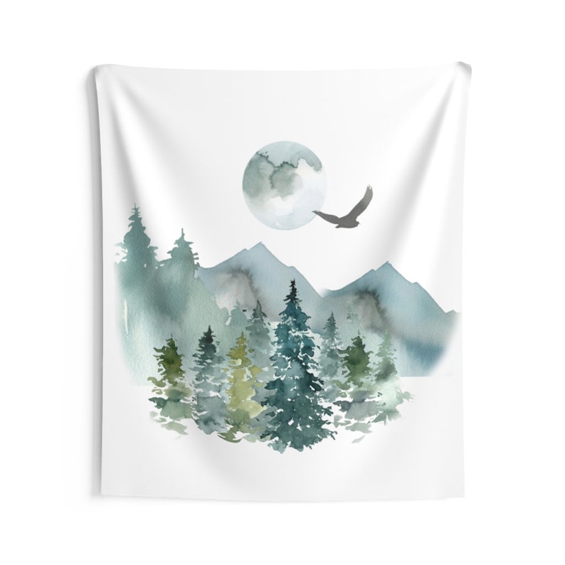 Teal Woodland Landscape Tapestry Wall Hanging Home Decoration 59x51 79x67 93x79 Inches