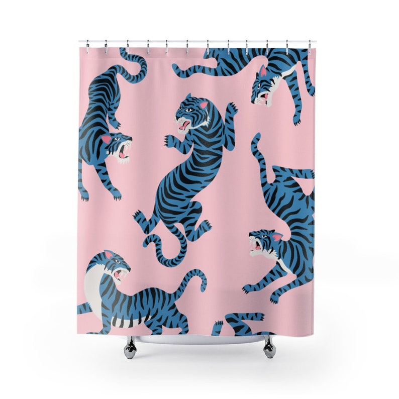 Tiger Shower Curtain Pink Modern Bathroom Decor Home Decoration 35x71 47x71 59x71 65x71 71x71 71x79 Inches