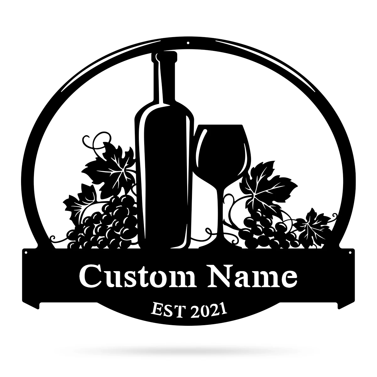 Tuscany Wine Monogram Metal Sign Wall Art For Home Decoration 8x8 10x10 12x12 14x14 18x18 24x24 Inches