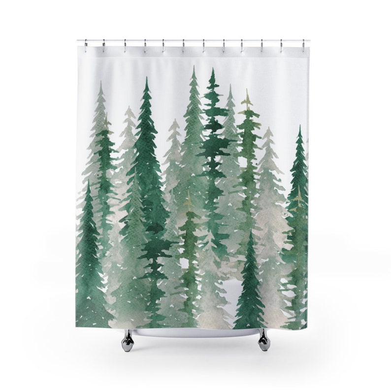 Woodland Shower Curtain Watercolor Forest Bathroom Decor Home Decoration 35x71 47x71 59x71 65x71 71x71 71x79 Inches