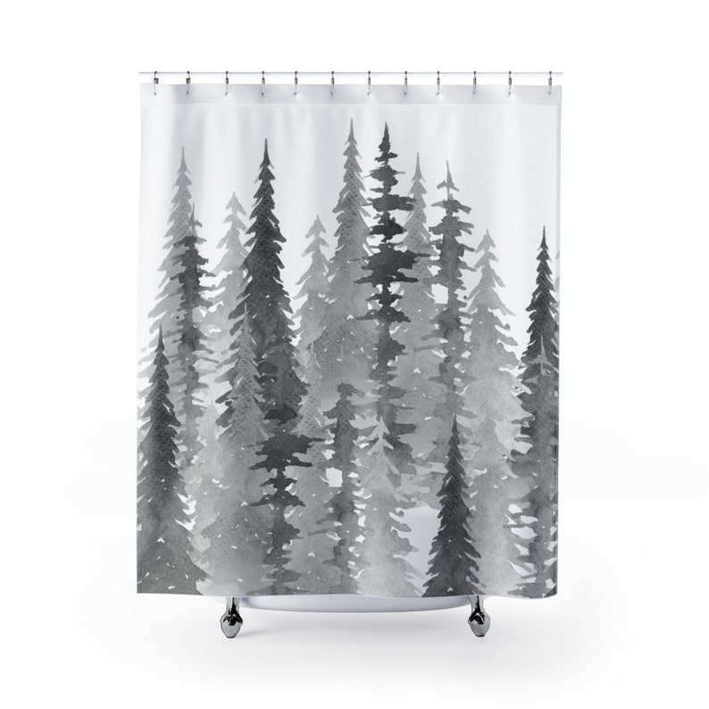 Woodland Shower Curtain Watercolor Forest Bathroom Decor Home Decoration 35x71 47x71 59x71 65x71 71x71 71x79 Inches