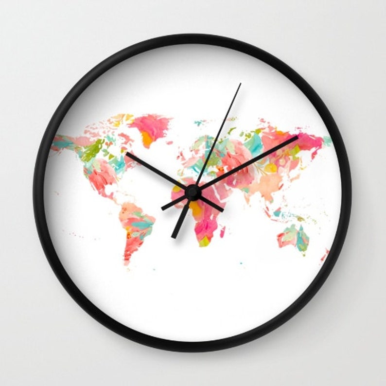 World Map Wall Clock Gift For Home Decoration 12 X 12 Inches