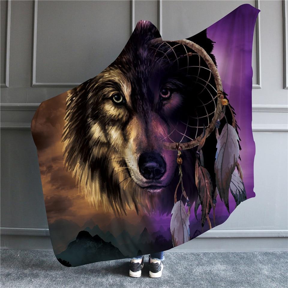 wolf hooded blanket
