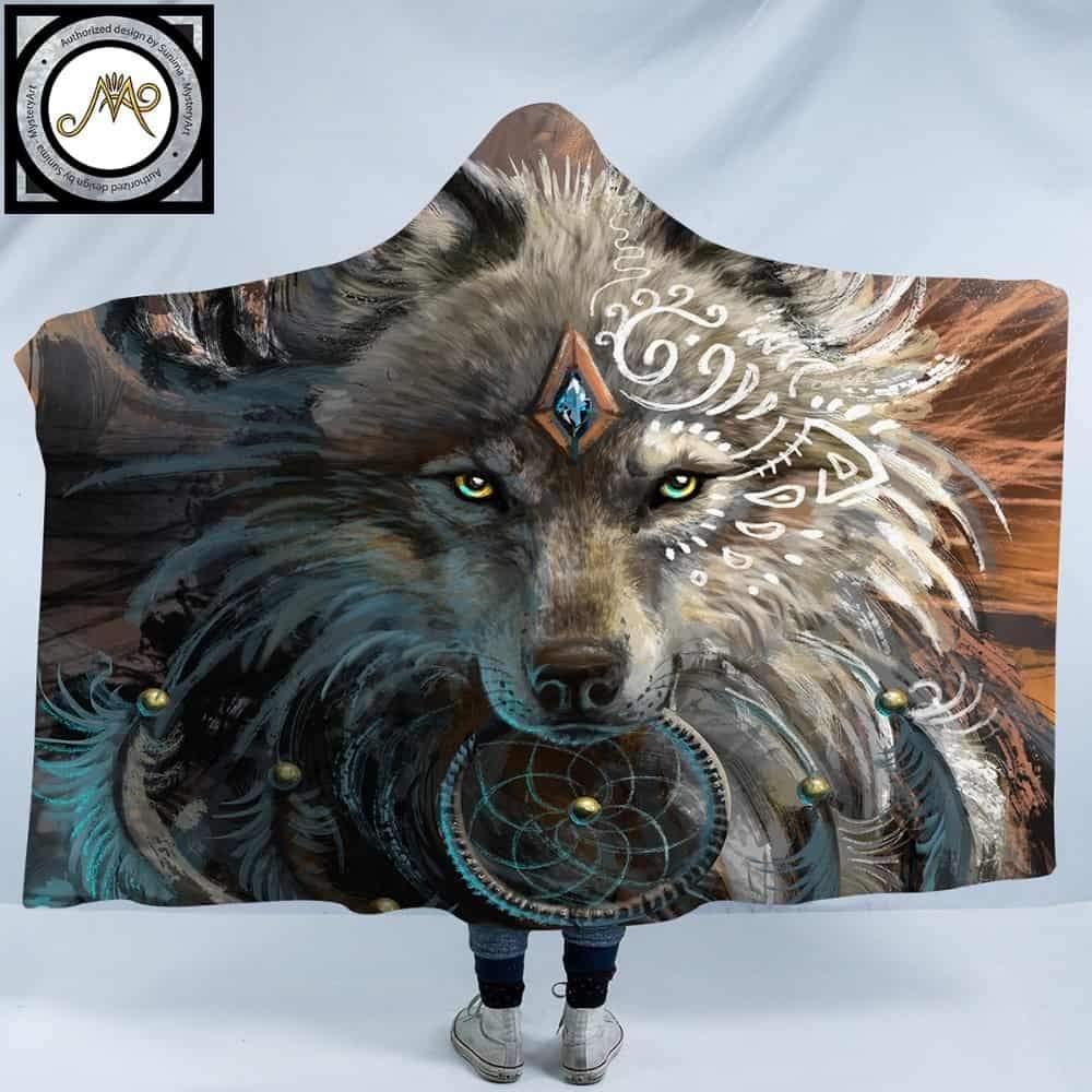 wolf hooded blanket
