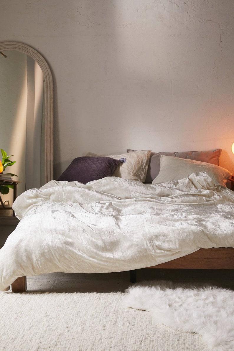 Ivory Velvet Duvet Cover Comforter Full Uo Bedding Set White King Size Queen Boho Soft Small Pieces Ivory Velvet Duvet Cover Comforter, Boho Bedding King Size