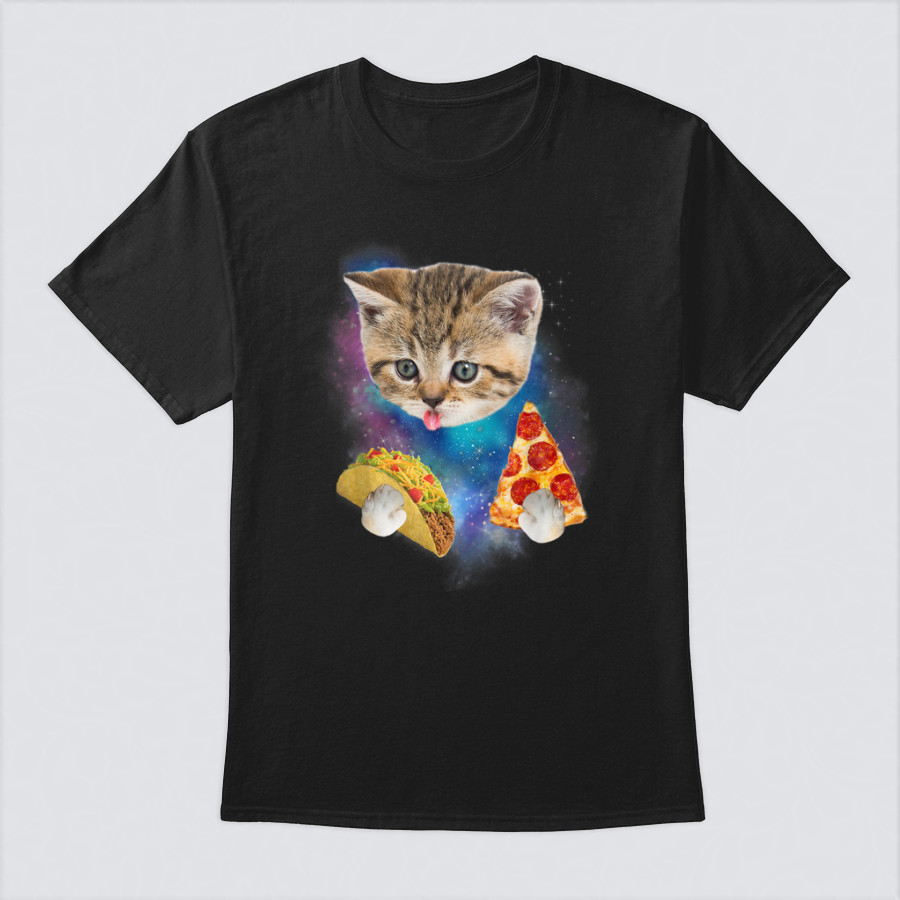 cat eating pizza shirt