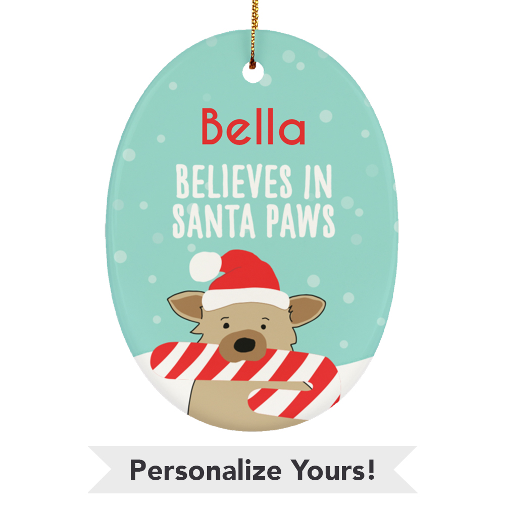 Christmas Personalized Ceramic Ornament Santa Paws Gift For Home Decoration Circle Heart Oval Star Shape