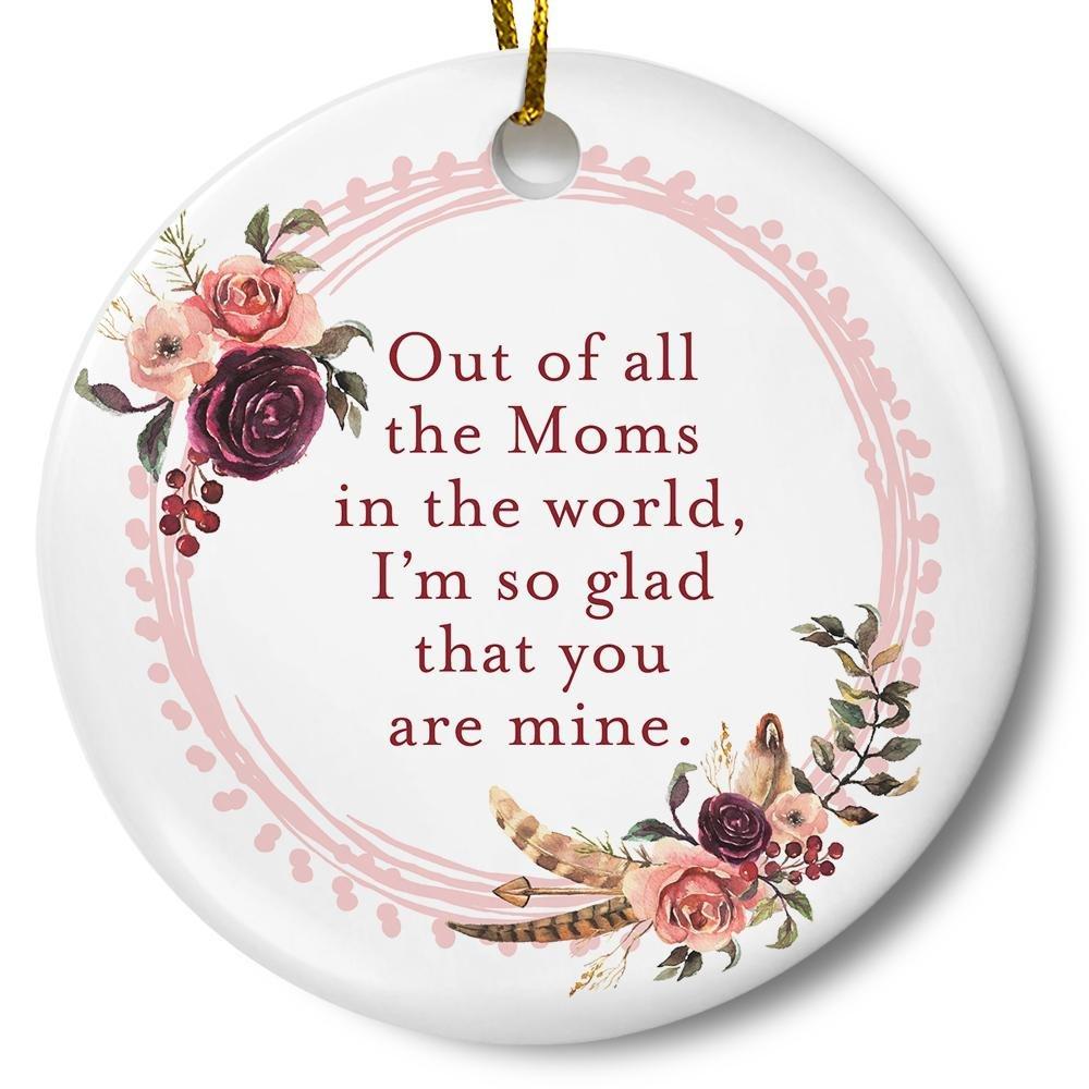 Out Of All The Moms In The World Ceramic Ornament Gift For Home Decoration Circle Heart Oval Star Shape