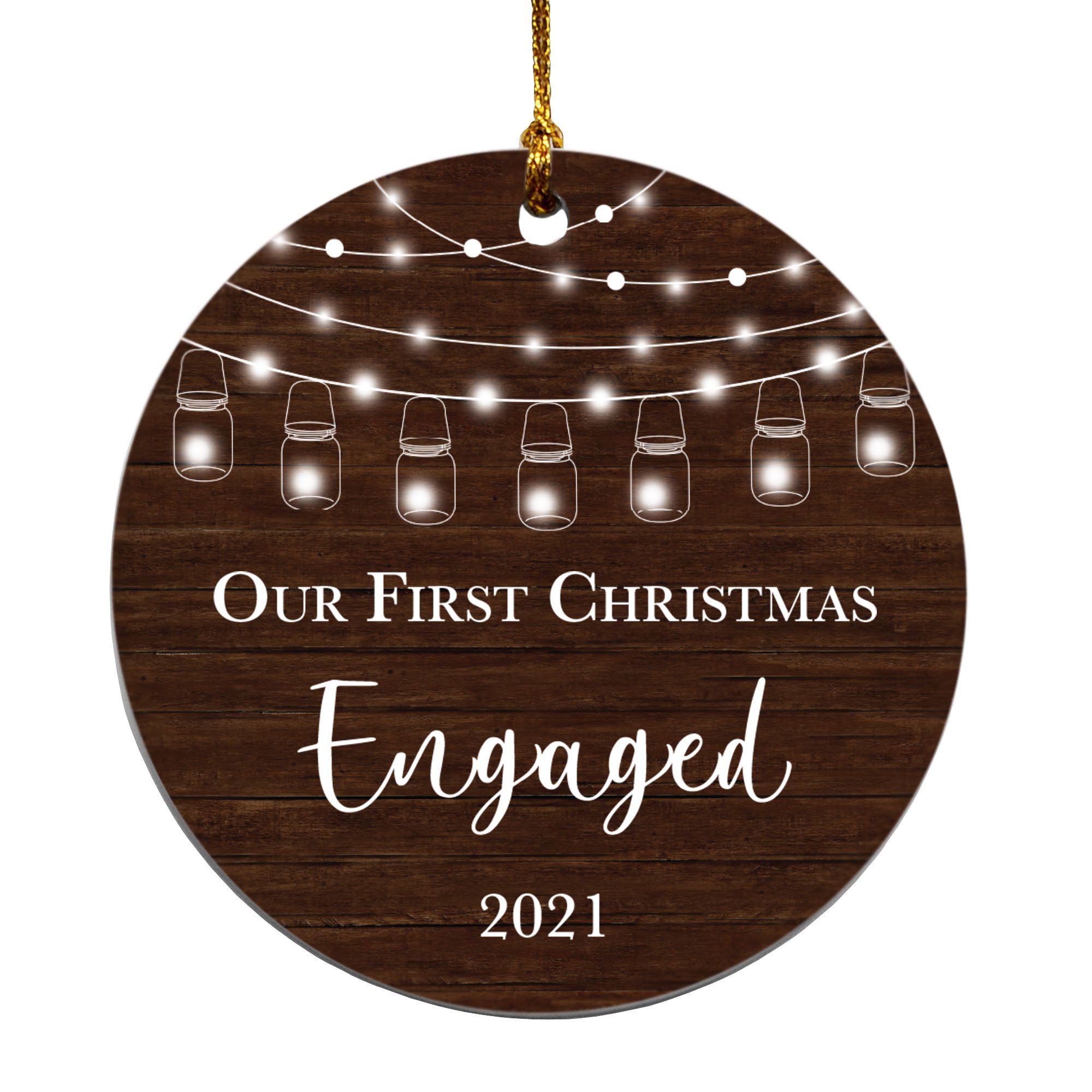 1st Christmas Engaged Wood Lights Gift For Home Decoration Circle Heart Oval Star Shape