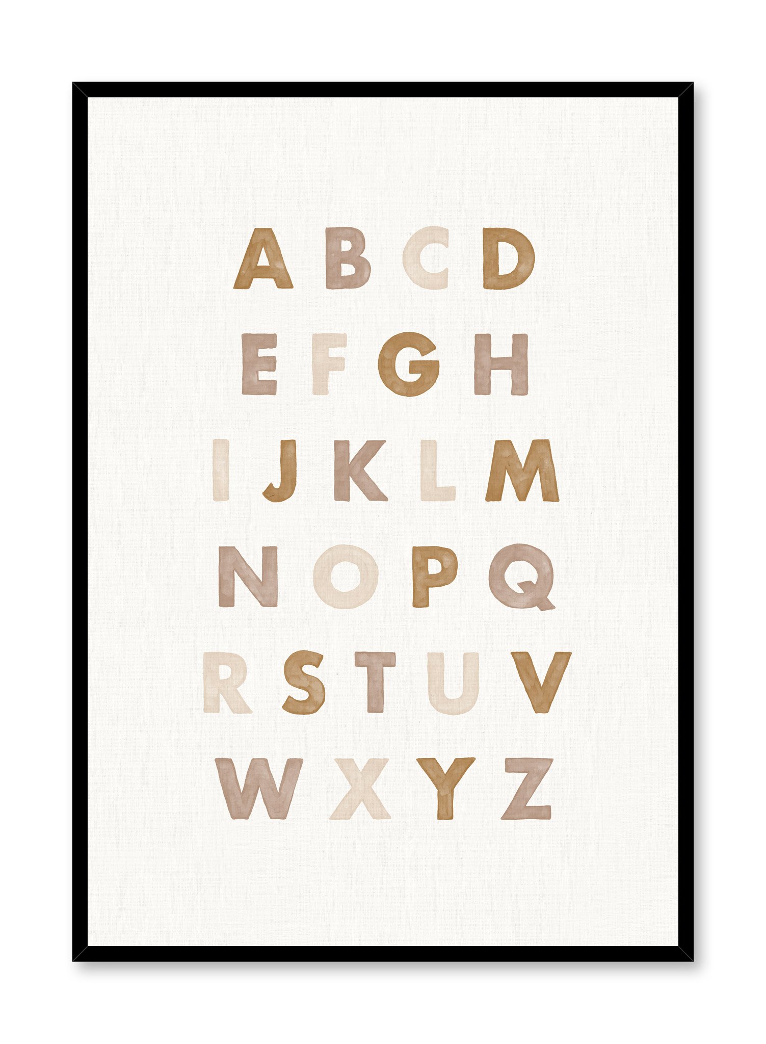 Alphabet In Beige Poster Prints Wall Art Gift For Home Decoration 12x18 16x24 20x30 24x36 Inches