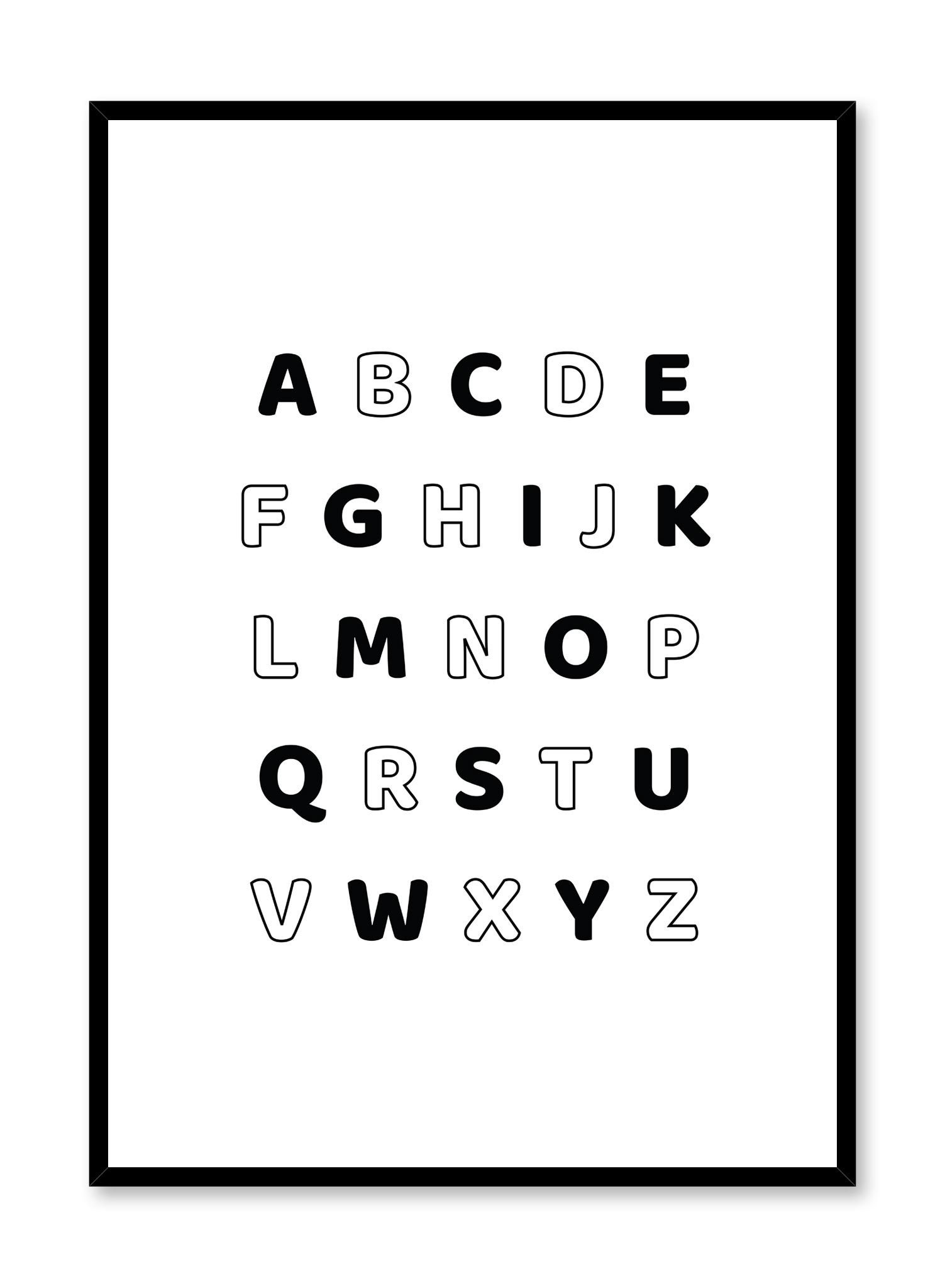 Alphabet In Black Poster Prints Wall Art Gift For Home Decoration 12x18 16x24 20x30 24x36 Inches