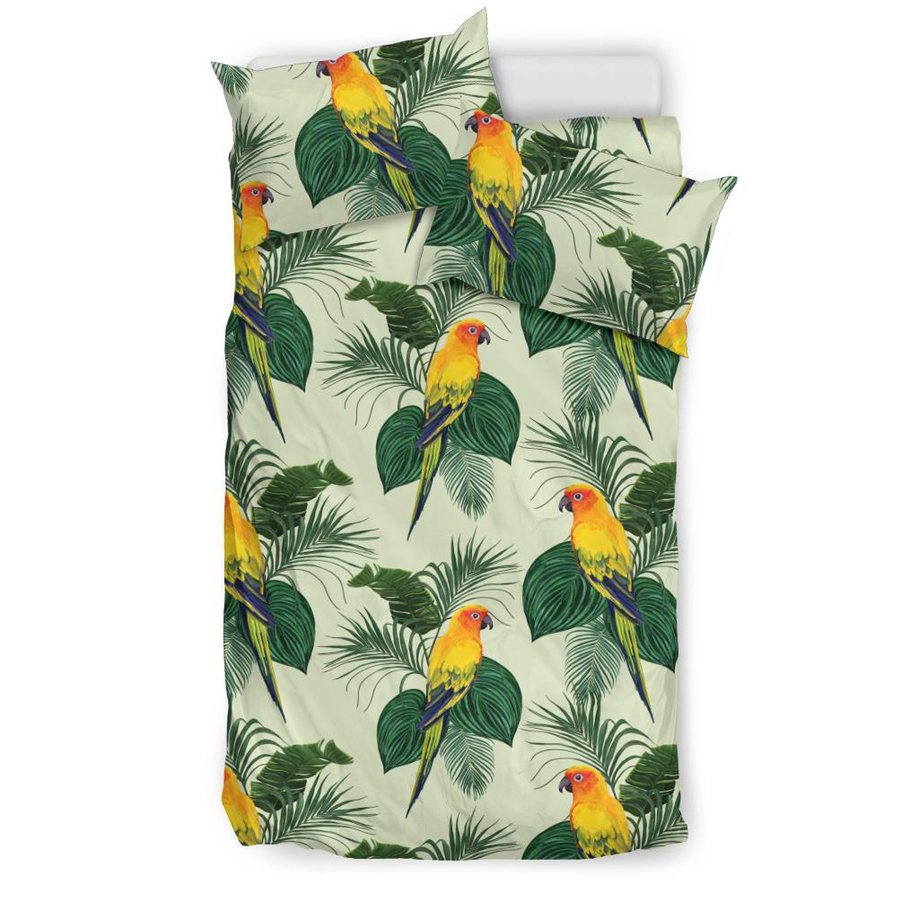 Beautiful Parrot Palm Leaves Pattern Bedding Comforter Set