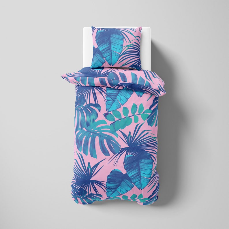Bedding Set Blue Leaves